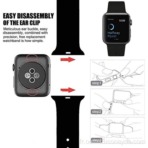 Bande de sport de silicone douce personnalisée pour la série IWATCH